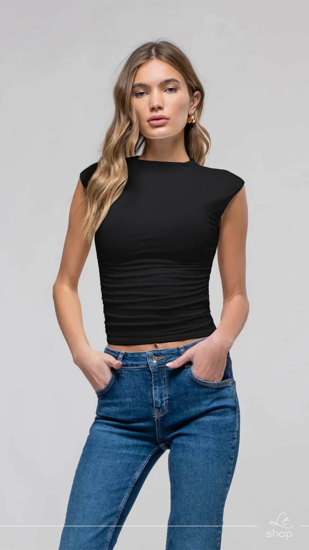 Blusa capsleeve Negro LT10147