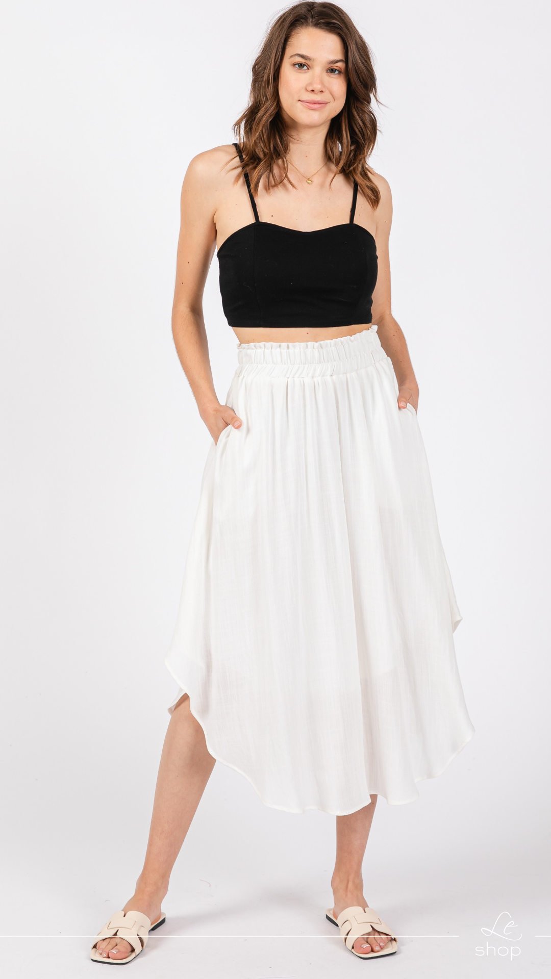 Falda midi Marfil LK579