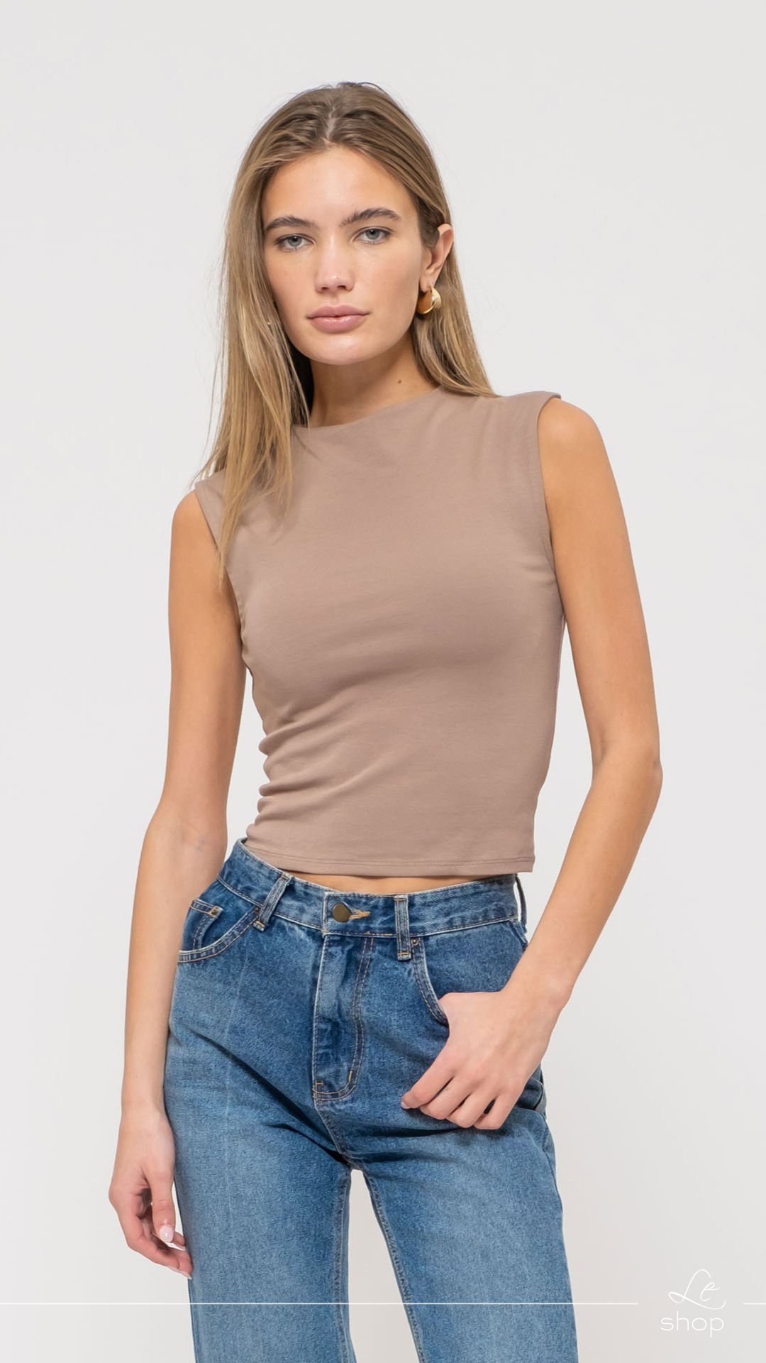 Blusa sin manga Taupe LT10346