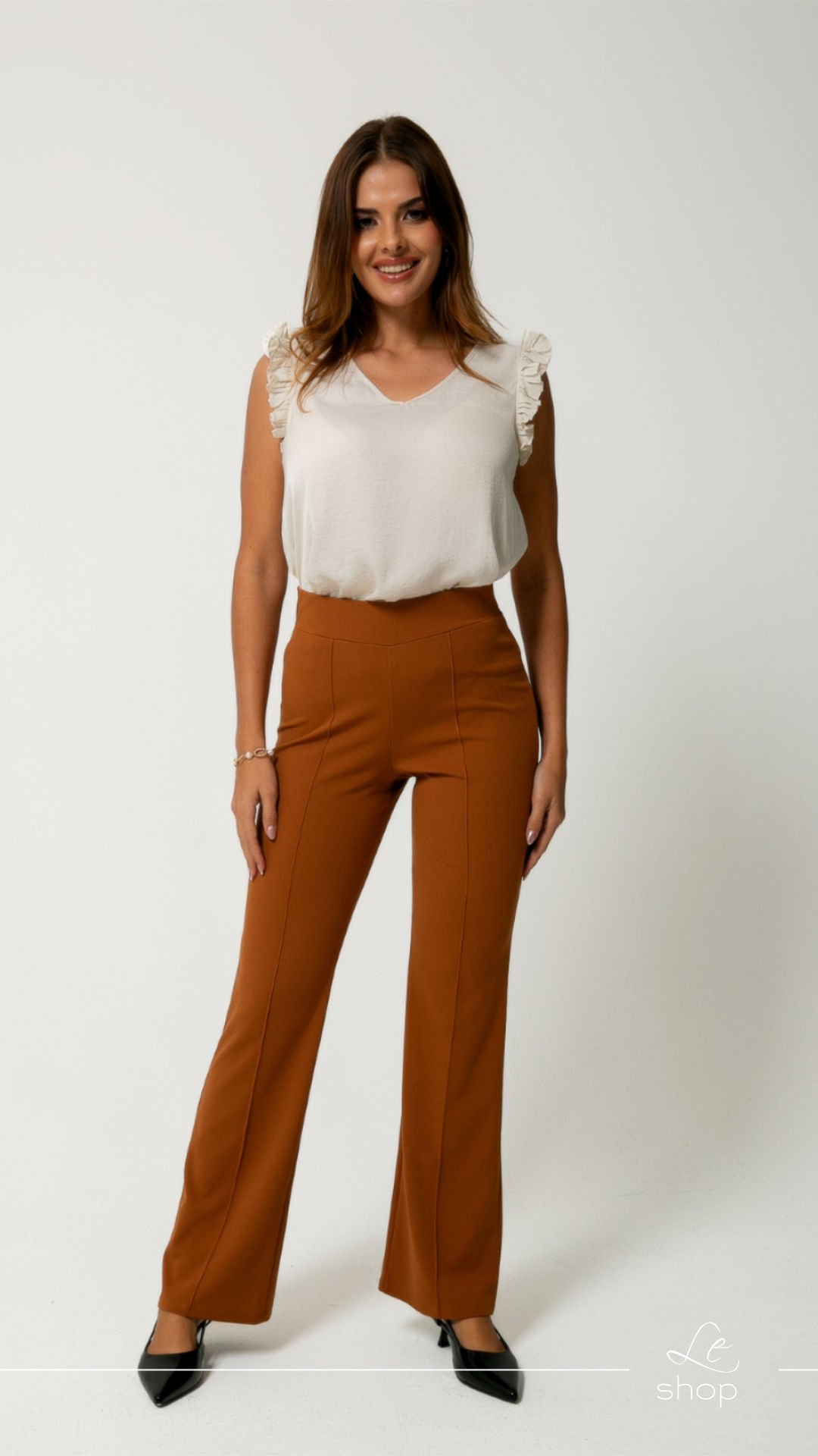 Pantalon recto con sisa Cognac LPL1928