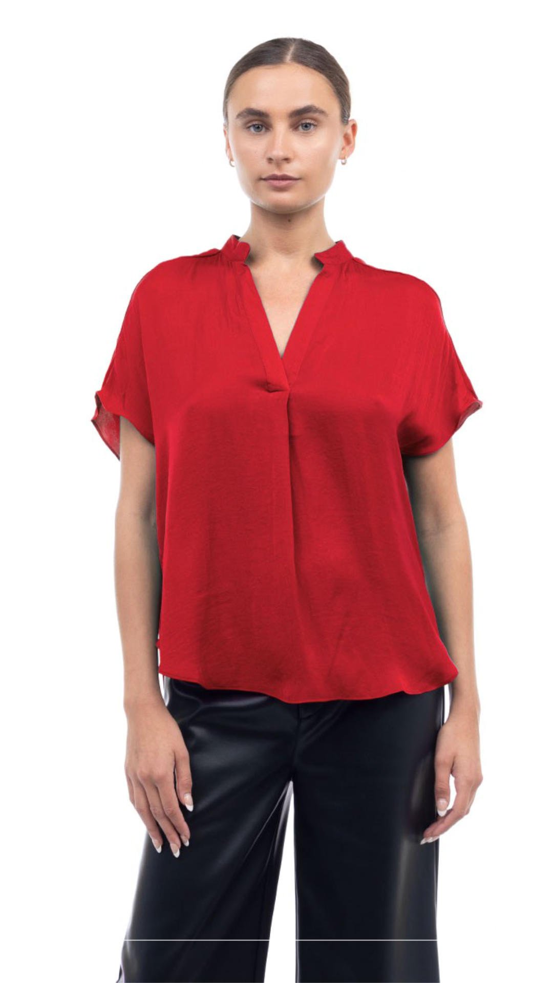 Blusa cuello V manga corta Rojo LT10277