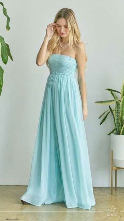 Enterizo largo Strapless Menta LD3421