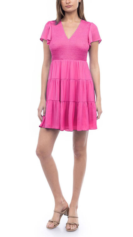 Vestido manga corta campesino Rosa LD3462
