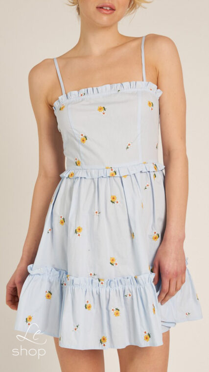 Vestido flores bordado Celeste LD3482