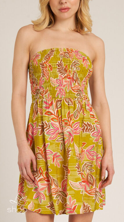 Vestido strapless hojas Verde Pistacho LD3485