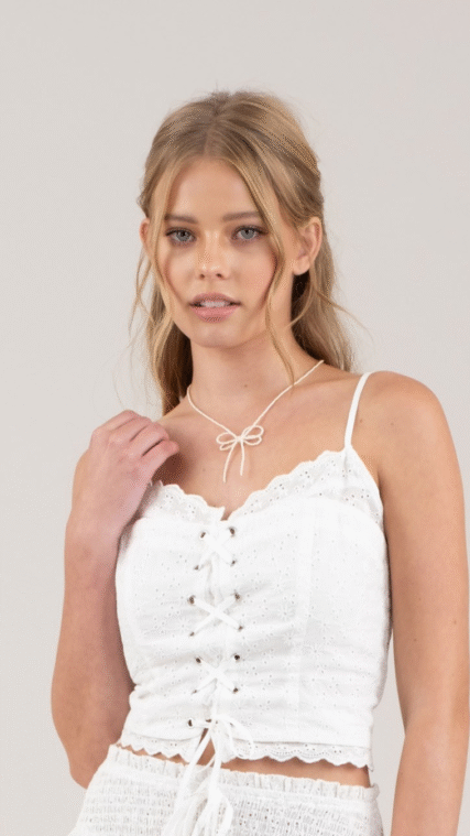 Blusa librete tirante agujetas Blanco LT10647