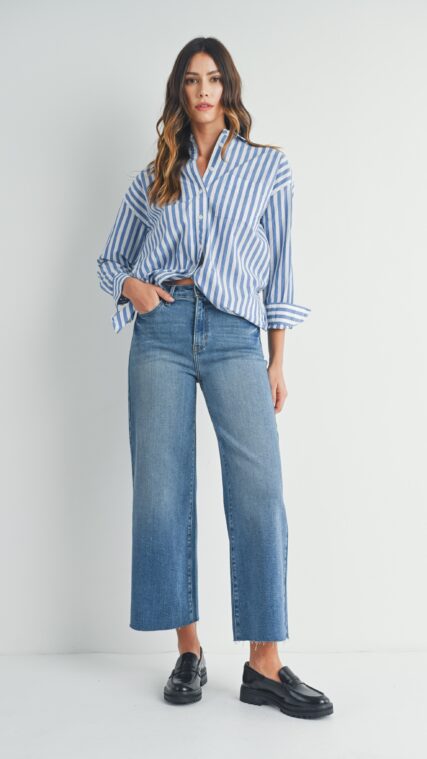 Pantalon ancho scissor cut Azul Medio LPL2007