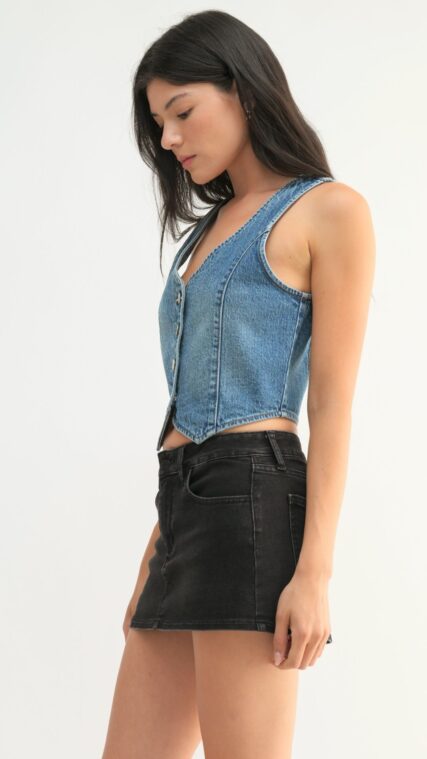 Falda pantalon Negro Gastado LPC972
