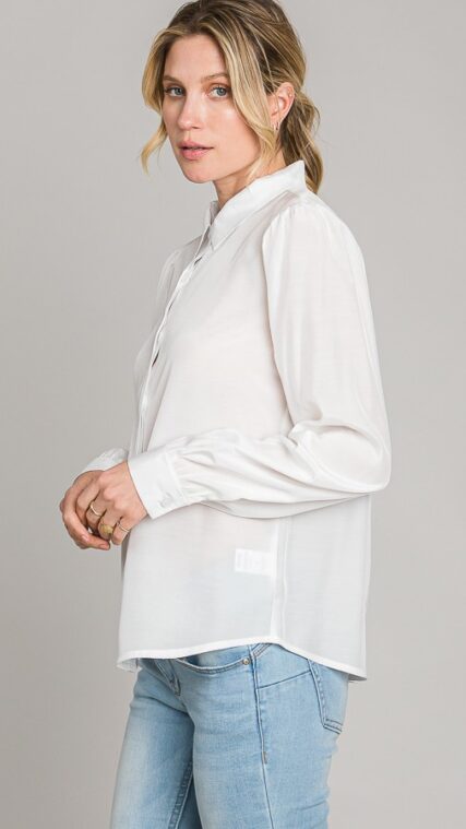 Blusa botones manga larga Marfil LT10893