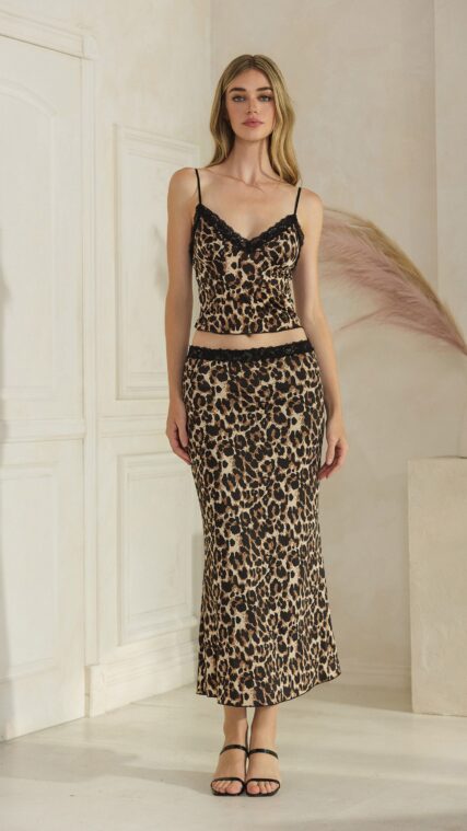 Falda maxi leopardo LK619