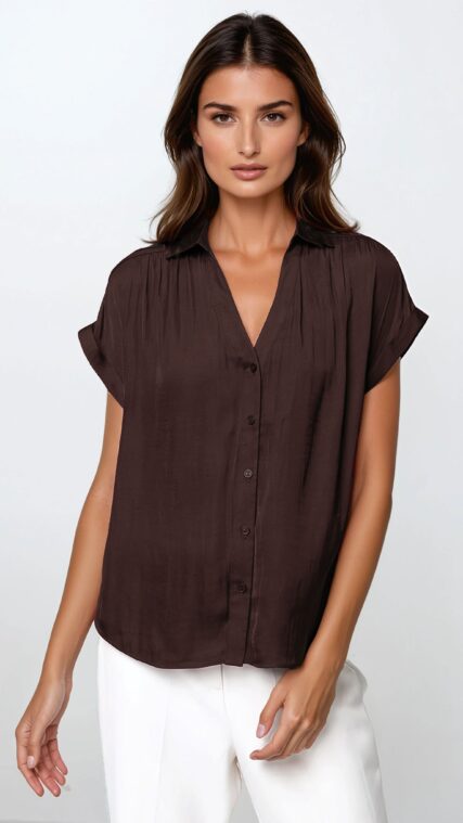 Blusa botones manga corta Cafe LT10842