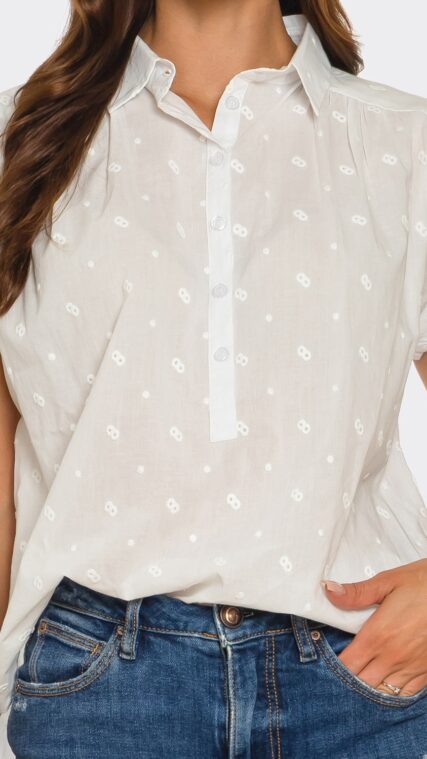 Blusa manga corta cuello botones Blanco LT10854