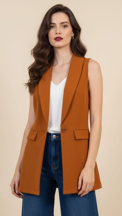 Chaleco largo Cognac LT10839