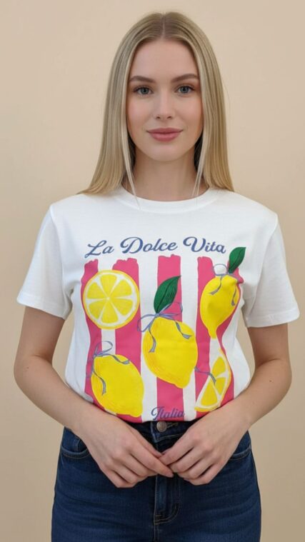 Blusa La Dolve Vita limones Blanco LT10803