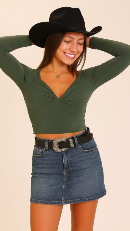Blusa manga larga nudo Verde Oliva LT10884