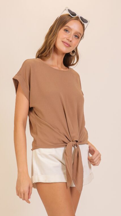 Blusa manga corta lazo Mocha LT10875