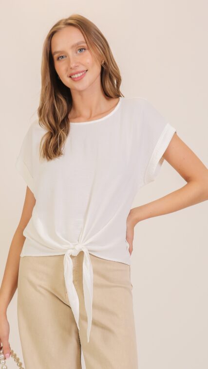 Blusa manga corta lazo Marfil LT10869