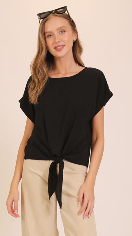 Blusa manga corta lazo Negro LT10872
