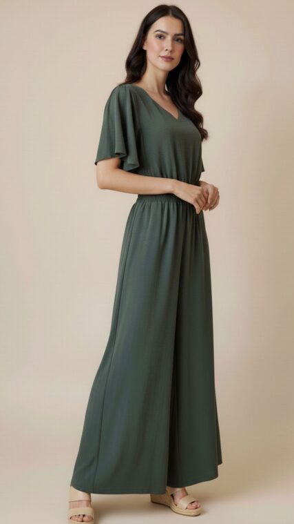 Enterizo manga corta Verde Oliva LD3838