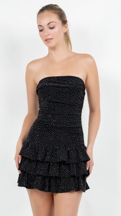 Vestido corto vuelos chispas Negro LD3895