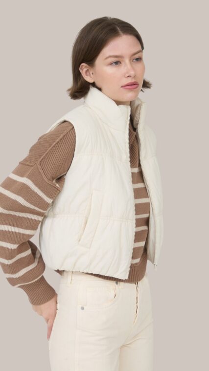 Chaleco corto zipper Beige Claro LT10935