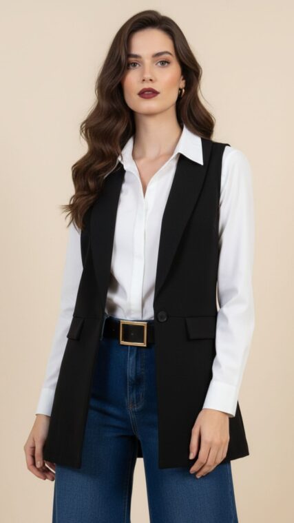 Chaleco largo Negro LT10836