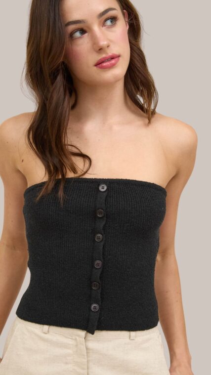 Blusa strapless botones Negro LT11058