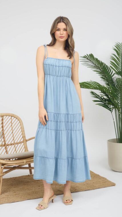 Vestido maxi lazos tirante Azul Claro LD3931