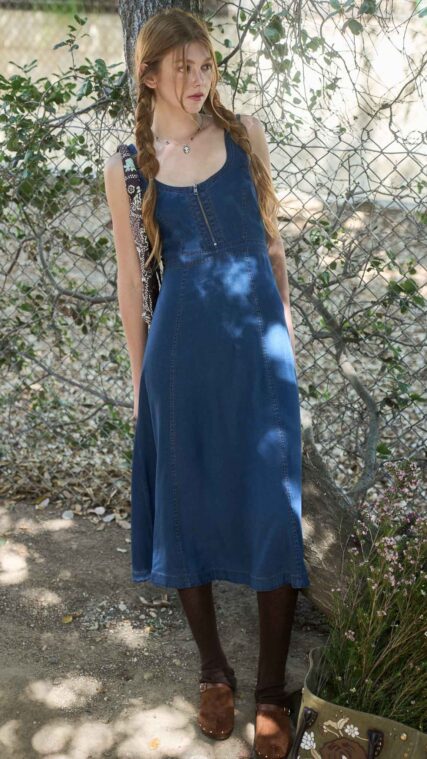 Vestido tirante ancho zipper Azul Oscuro LD3937