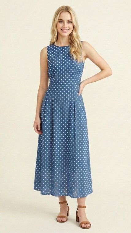 Vestido maxi lunares Azul Blanco LD3940