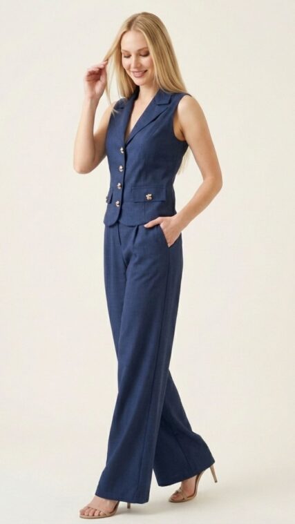 Conjunto chaleco y pantalon largo Azul Marino LD3889