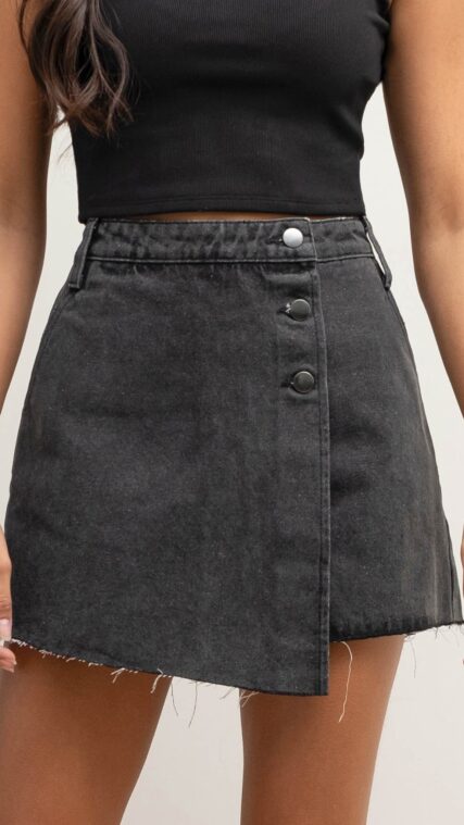 Falda pantalon mezclilla Negro Gastado LPC1010