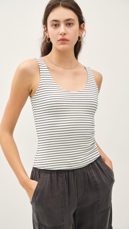 Blusa tirante ancho rayas Blanco Azul LT11101