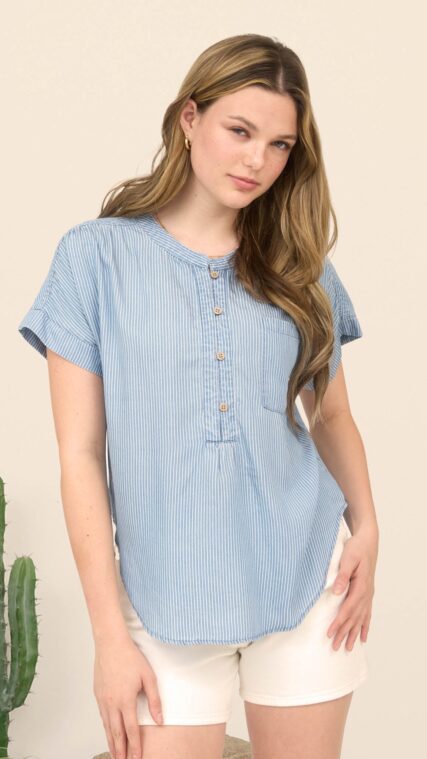 Blusa manga corta rayas Azul Medio LT11125