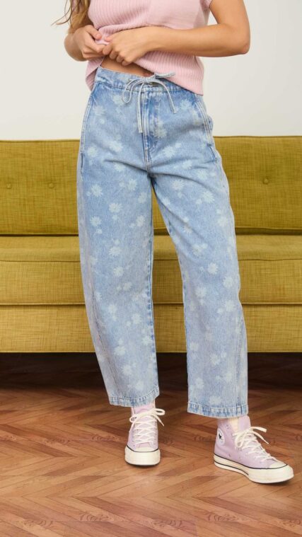 Pantalon largo mezclilla flores Azul LPL2095