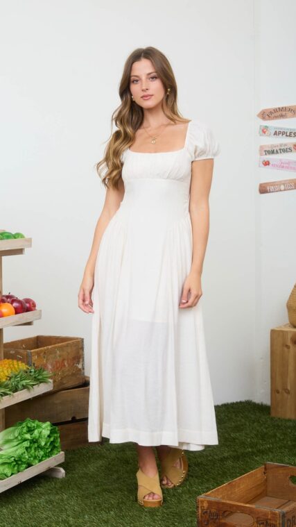 Vestido maxi manga corta Avena LD3957