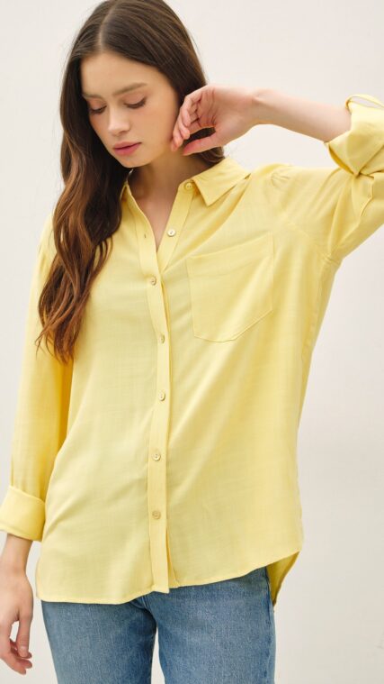 Blusa botones manga larga Amarillo LT11098