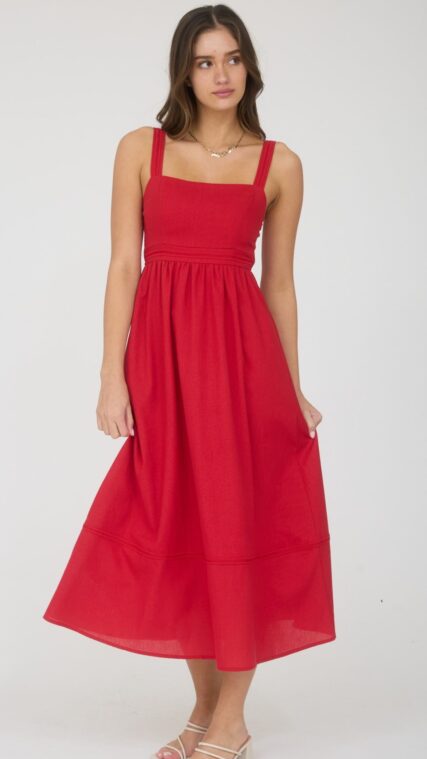 Vestido midi tirante ancho Rojo LD3948