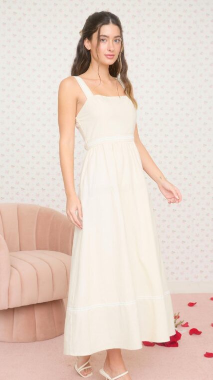 Vestido midi tirante ancho Marfil LD3951