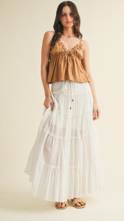 Falda maxi campesina Blanco LK664