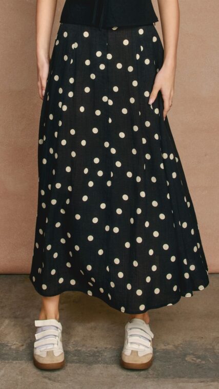 Falda maxi lunares Negro Blanco LK661