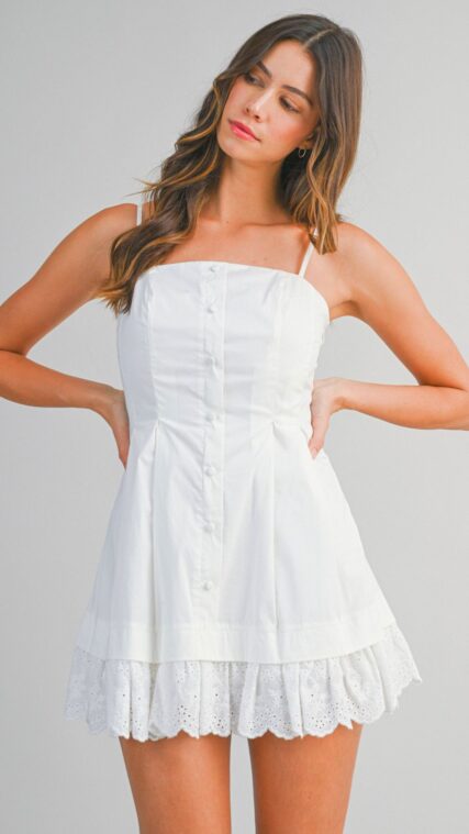 Vestido corto tirante guarda librete Blanco LD4027
