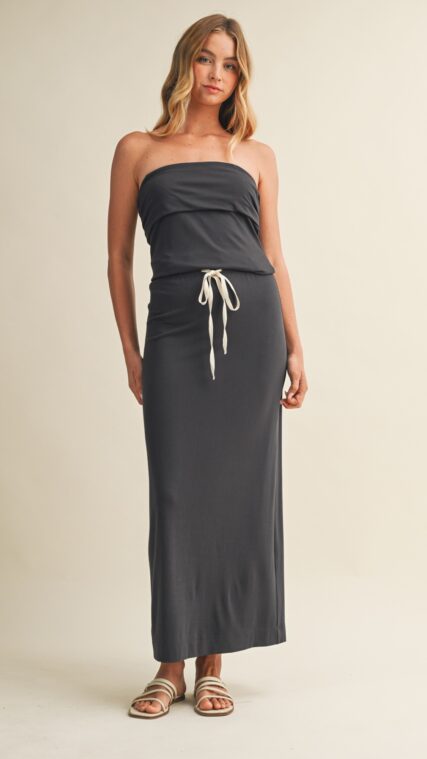 Conjunto blusa y falda maxi Gris Carbon LD4048