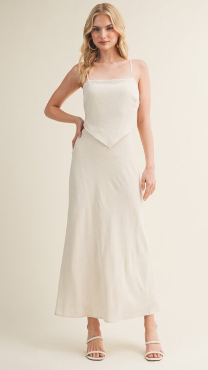 Vestido maxi abertura espalda Beige LD4045