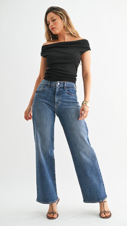 Pantalon Mezclilla Loose Straight Azul Medio LPL2134