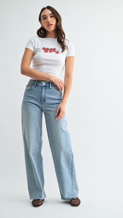 Pantalon Tall Wide Leg Scissor Cut recto Azul Claro LPL2140