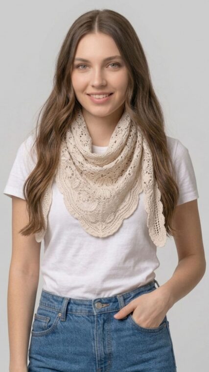 Panuelo Crochet Beige LA129