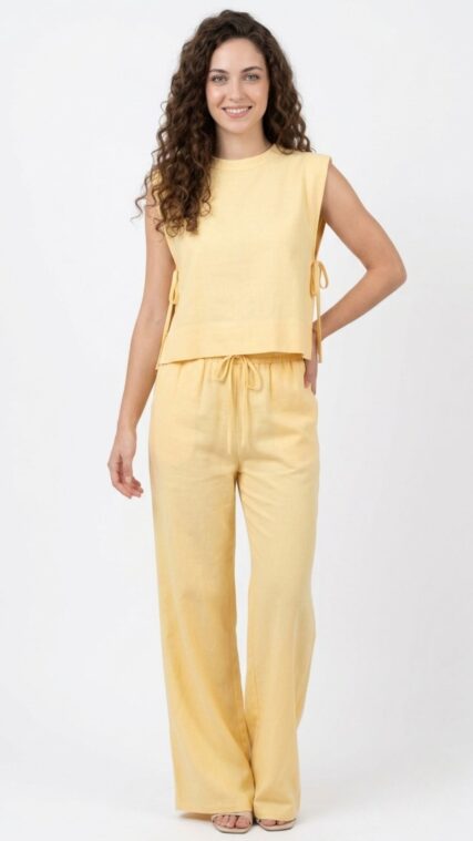 Conjunto blusa y pantalon largo Amarillo LD4036