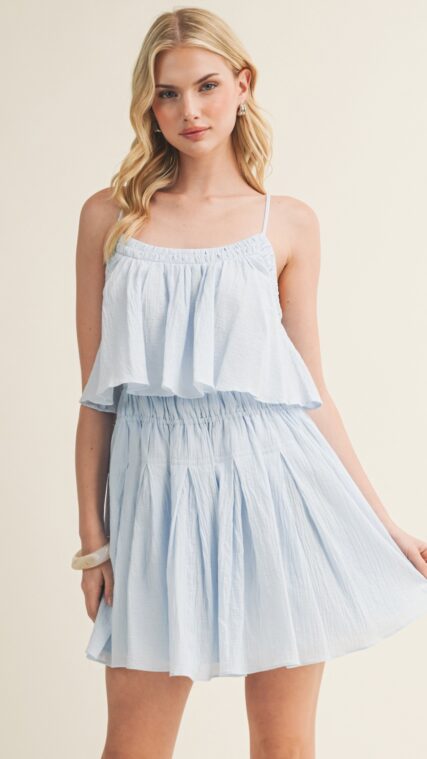 Vestido corto tirante Celeste LD4071
