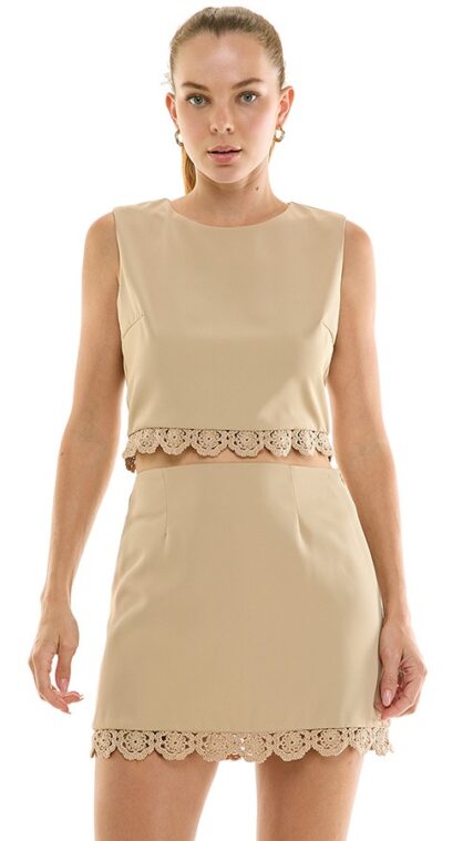Conjunto blusa y falda corta Beige LD4095